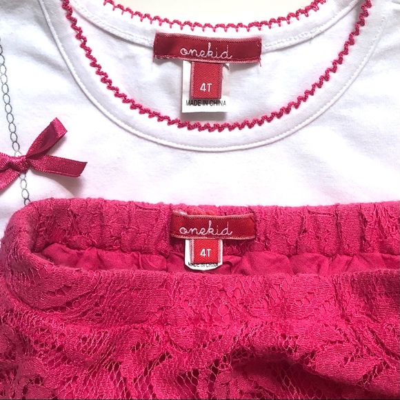 OneKid Pink Lace Skirt & Top Outfit 4T - Picture 6 of 6